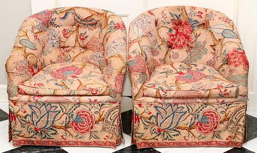 UPHOLSTERED OCCASIONAL CHAIRS PAIR