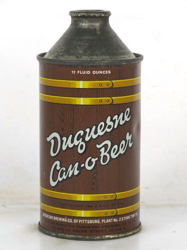 1946 Duquesne Can-O-Beer 12oz 159-27.1 High Profile Cone Top McKees Rocks Pennsylvania