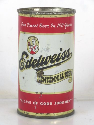 1957 Edelweiss Centennial Brew Beer 12oz 59-03 Flat Top Can Chicago Illinois