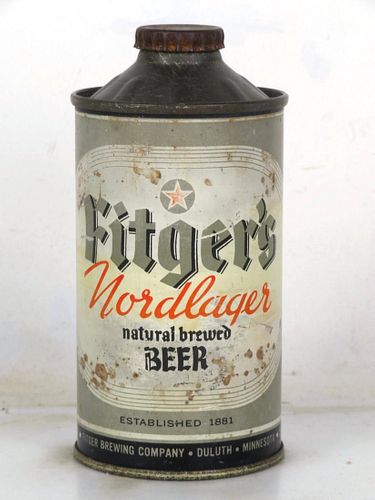1946 Fitger's Nordlager Beer 12oz 162-12 Low Profile Cone Top Duluth Minnesota