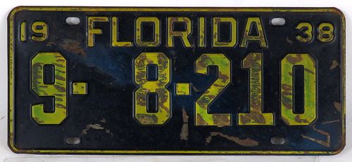 1936 Florida License Plate 9- 8-210