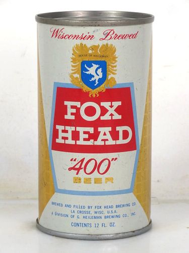 1968 Fox Head "400" Beer 12oz 65-33 Flat Top Can Lacrosse Wisconsin