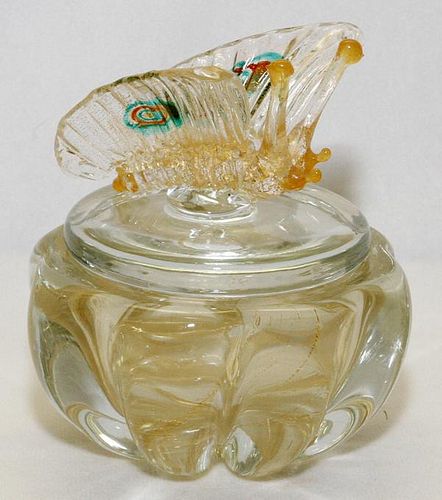 MURANO GOLD FLECKED AND COLORED GLASS BOX