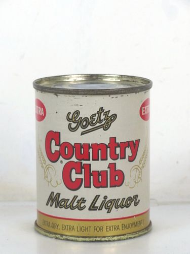 1955 Goetz Country Club Malt Liquor 8oz 240-17.1c Flat Top Can St. Joseph Missouri