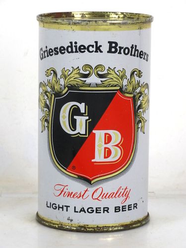 1956 Griesedieck Bros. Light Lager Beer 12oz 76-22.1 Flat Top Can Saint Louis Missouri