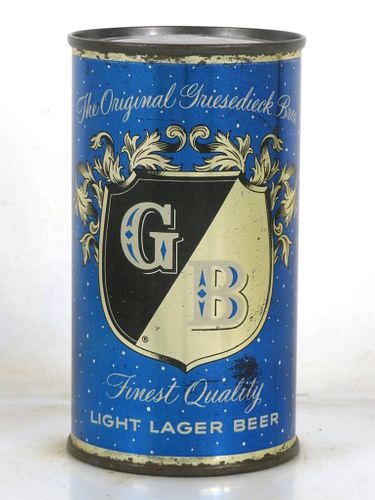 1956 Griesedieck Bros. Light Lager Beer 12oz 76-37 Flat Top Can Saint Louis Missouri