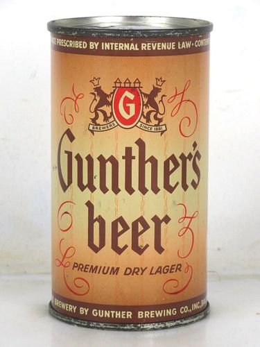 1948 Gunther's Beer 12oz 78-23 Flat Top Can Baltimore Maryland