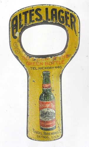 1910 Altes Lager Beer M-1 Lithographed Tin Opener Detroit Michigan