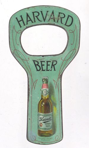 1910 Harvard Beer Lithographed Tin Opener Lowell Massachusetts