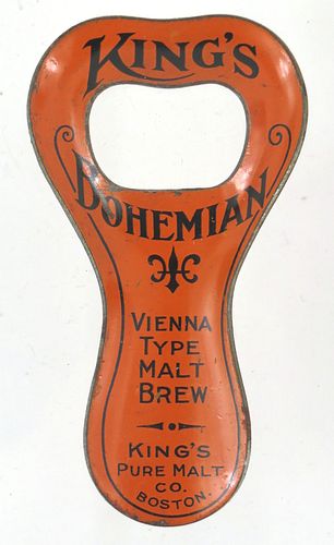 1910 King's Bohemian/Puremalt Beer Lithographed Tin Opener M-1 Boston Massachusetts