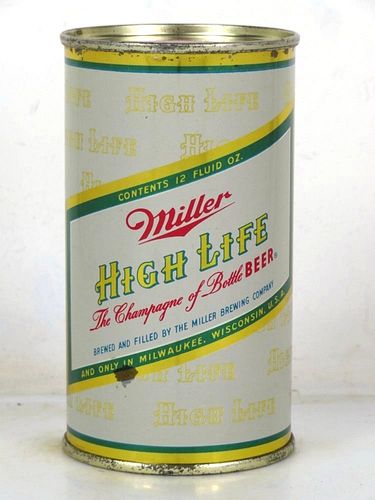 1958 Miller High Life Beer 12oz 99-37.2 Flat Top Can Milwaukee Wisconsin