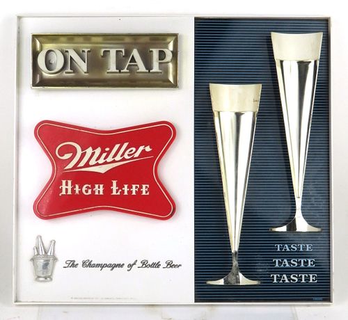 1965 Miller High Life Beer Easel Back Sign Milwaukee Wisconsin