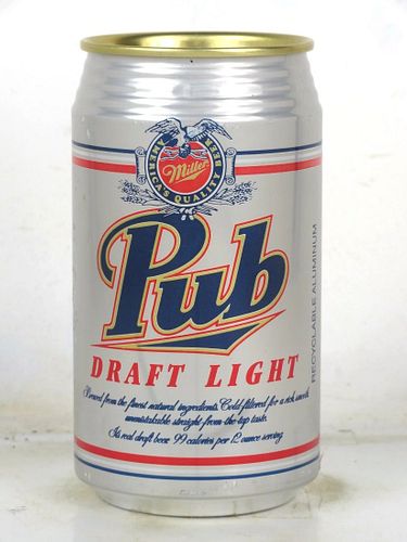 1986 Miller Pub Draft Light Beer (test) 12oz T239-22V Eco-Tab Can Milwaukee Wisconsin