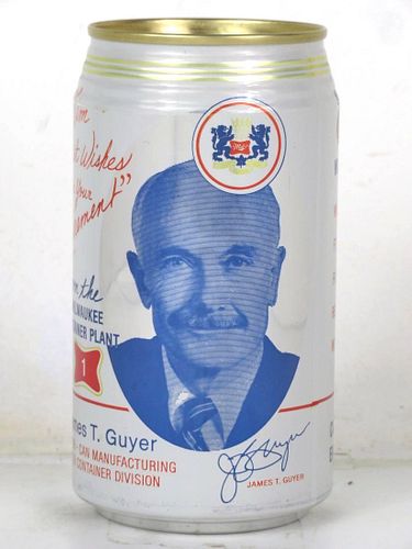 1990 Miller Retirement Can "James T. Guyer" 12oz Undocumented Ring Top Can Milwaukee Wisconsin