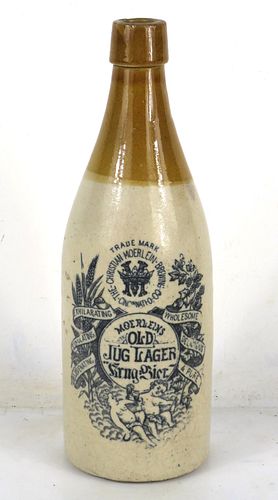 1890 Moerlein's Old Jug Lager Beer (Pint Size) Stoneware Bottle Cincinnati Ohio