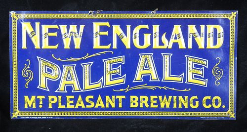 1894 New England Pale Ale Tin Sign Mt. Pleasant Pennsylvania