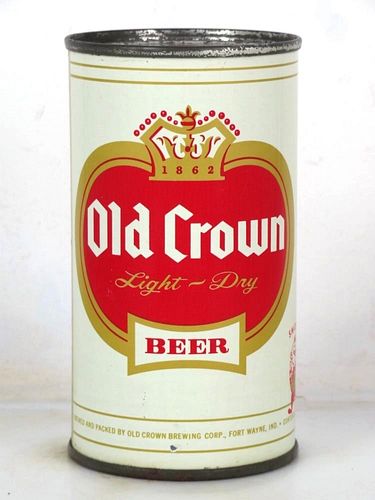 1961 Old Crown Beer 12oz 105-22 Flat Top Can Fort Wayne Indiana