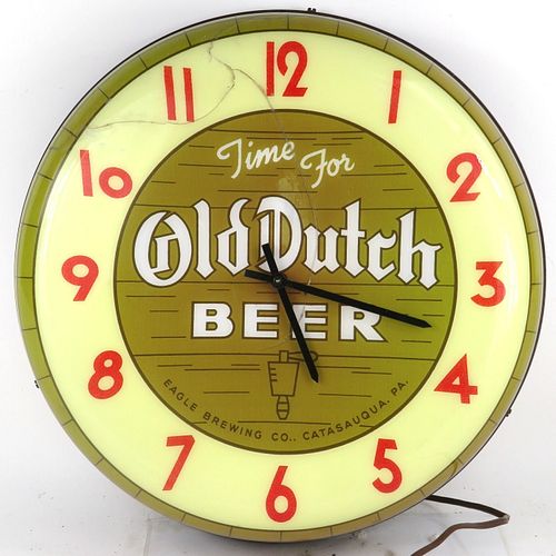 1950 Old Dutch Beer Clock Catasauqua Pennsylvania