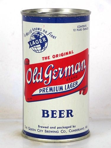 1959 Old German Premium Lager Beer 12oz 106-31 Flat Top Can Cumberland Maryland