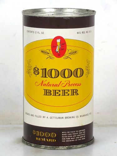1953 One Thousand Dollar Beer 12oz 109-12 Flat Top Can Milwaukee Wisconsin