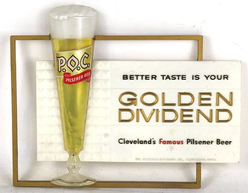 1959 P.O.C. Beer Sign Cleveland Ohio