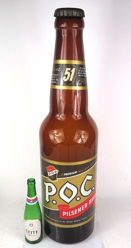 1953 P.O.C. Beer 30 inch display bottle Cleveland Ohio