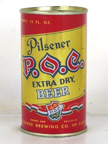1951 P.O.C. Pilsener Beer 12oz 116-10 Flat Top Can Cleveland Ohio