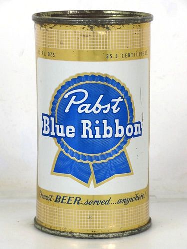 1953 Pabst Blue Ribbon Beer 12oz 110-15.1b Flat Top Can Peoria Heights Illinois