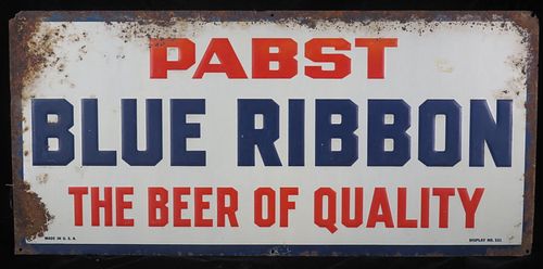 1905 Pabst Blue Ribbon Beer Tin Sign Milwaukee Wisconsin