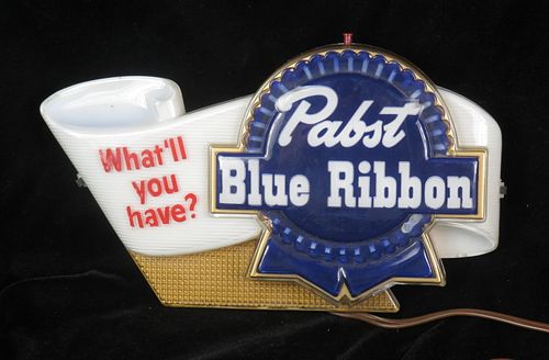 1954 Pabst Blue Ribbon Beer Illuminated Sign Milwaukee Wisconsin