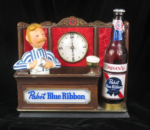1961 Pabst Blue Ribbon Beer "Bartender" Backbar Sign Milwaukee Wisconsin