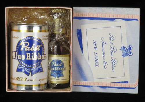 1950 Pabst Blue Ribbon Beer Mini Bottle/Can Set Milwaukee Wisconsin