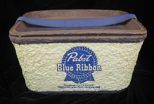 1953 Pabst Blue Ribbon Beer Paperboard Ice Chest Cooler Milwaukee Wisconsin