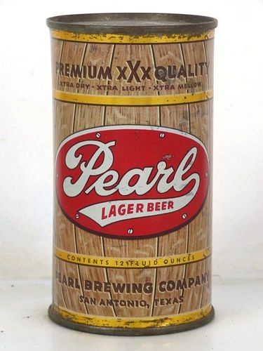 1953 Pearl Lager Beer 12oz 112-38.2 Flat Top Can San Antonio Texas