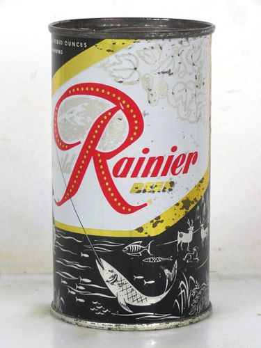 All-Original Rainier Jubilee Beer (Black) 12oz Outdoorsmen Flat Top Can Seattle Washington