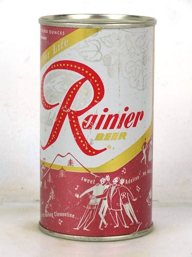 1957 Rainier Jubilee Beer (Coral Tree) 12oz Sing-Along Songs Flat Top Can Spokane Washington