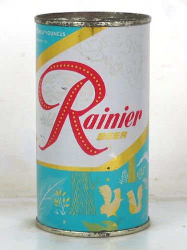 All-Original Rainier Jubilee Beer (Cyan) 12oz Hummingbird Flat Top Can Seattle Washington