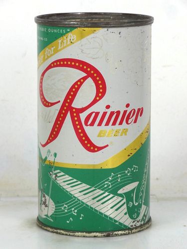 All-Original Rainier Jubilee Beer (Green-Cyan) 12oz Jazz Flat Top Can Seattle Washington