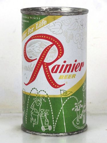 All-Original 1952 Rainier Jubilee Beer (Moss Green) 12oz Bob Cram Golf Flat Top Can Seattle Washington