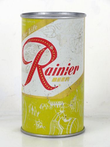 1956 Rainier Jubilee Beer (Yellow) 12oz Bicycle Flat Top Can Seattle Washington