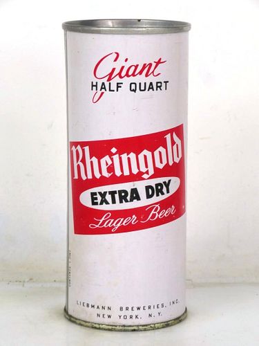 1961 Rheingold Extra Dry Beer 16oz One Pint T163-20z Zip Top New York New York