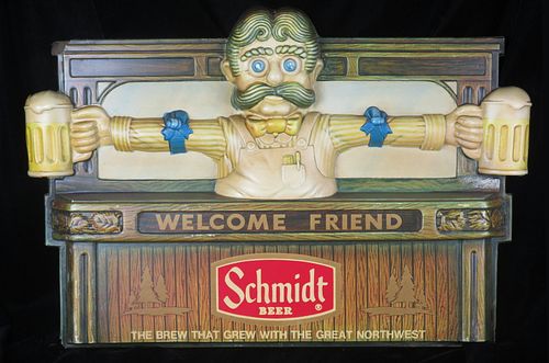 1978 Schmidt Beer "Welcome Friend" Sign Saint Paul Minnesota