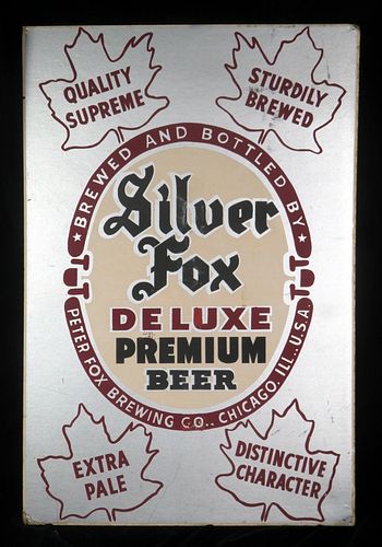 1942 Silver Fox Deluxe Easel-Back Sign Chicago Illinois
