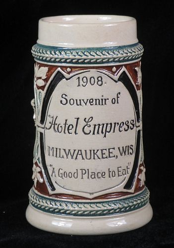 1908 Souvenir of Hotel Empress Milwaukee Wisconsin Stein