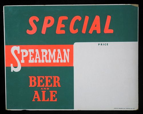 1967 Spearman Beer and Ale Sign Norfolk, Virginia