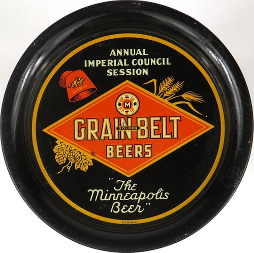 1934 Grain Belt Beers Shriners Tip Tray Minneapolis Minnesota