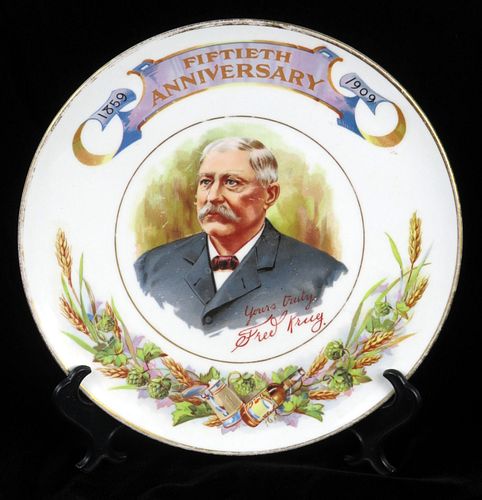 1909 Fred Krug Brewery 50th Anniversary Presentation Plate Omaha Nebraska