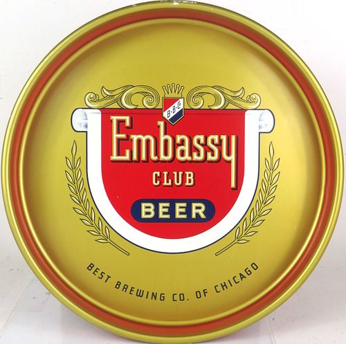 1951 Embassy Club Beer 13 inch tray Chicago Illinois