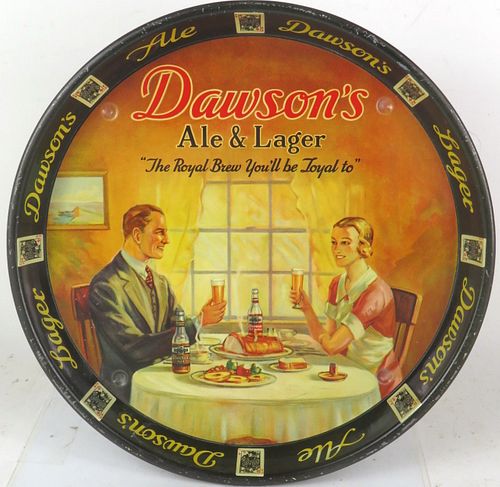 1933 Dawson's Ale & Beer 12 inch tray New Bedford Massachusetts