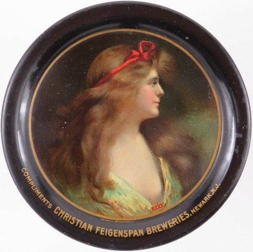 1910 Christian Feigenspan Breweries 4½ Inch Tip Tray Newark New Jersey